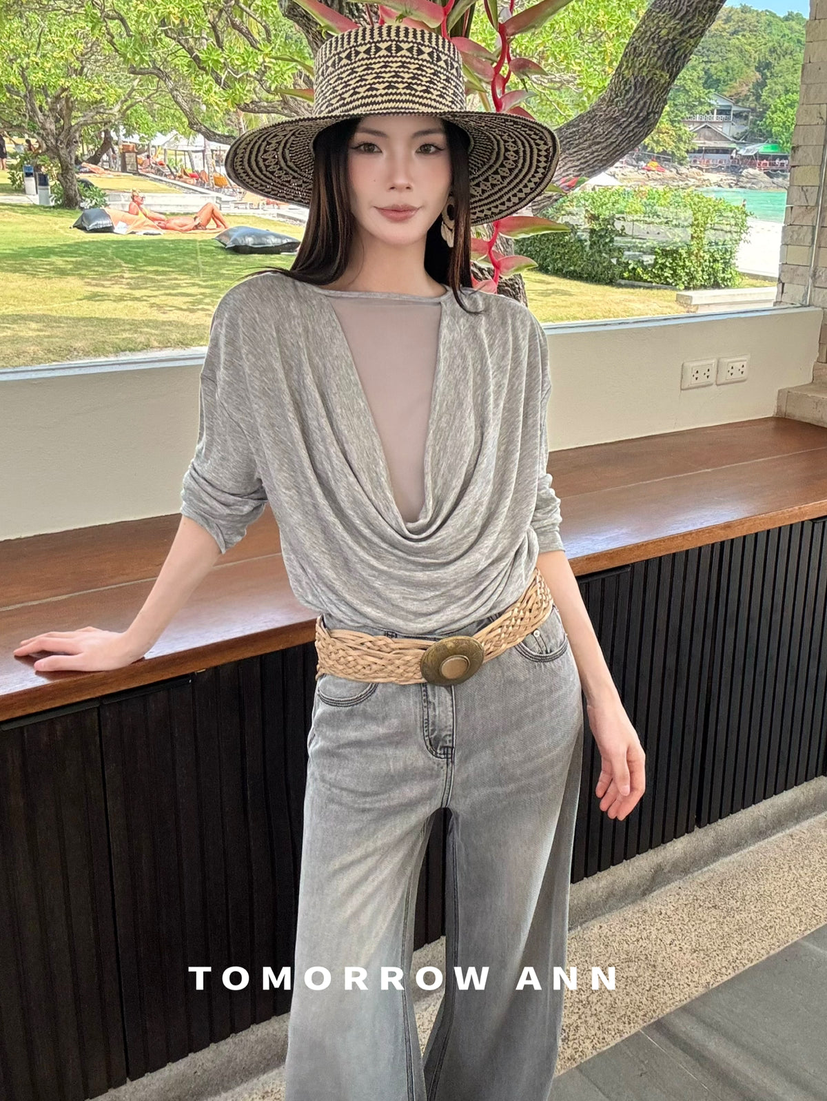 2026 Early Spring! 【TOMORROW ANN】 Elegant Ruched Slim-Fit Fashion Blouse 12626# OZQ
