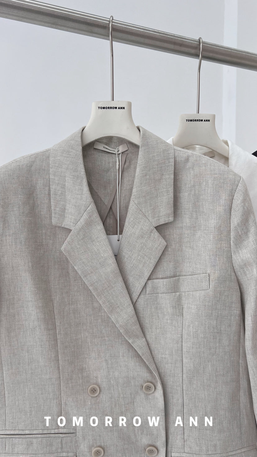 TOMORROW ANN Elegant Business Casual Double-Breasted Blazer - Timeless Commuter Style