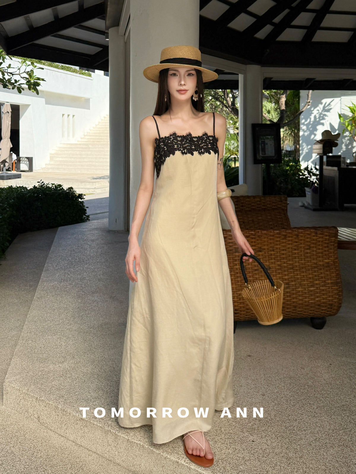 Elegant Lace Patchwork Camisole Maxi Dress - Spring Chic Designer Slip Dress for Dates