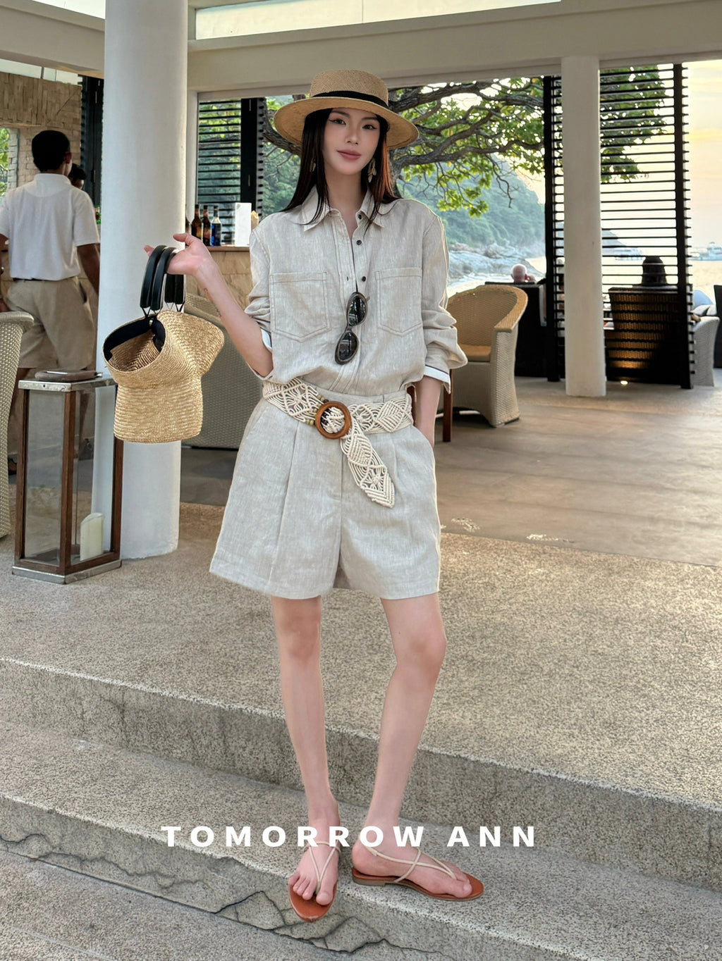 TOMORROW ANN Elegant Linen Casual Shorts - Old Money Aesthetic Quiet Luxury Spring Collection