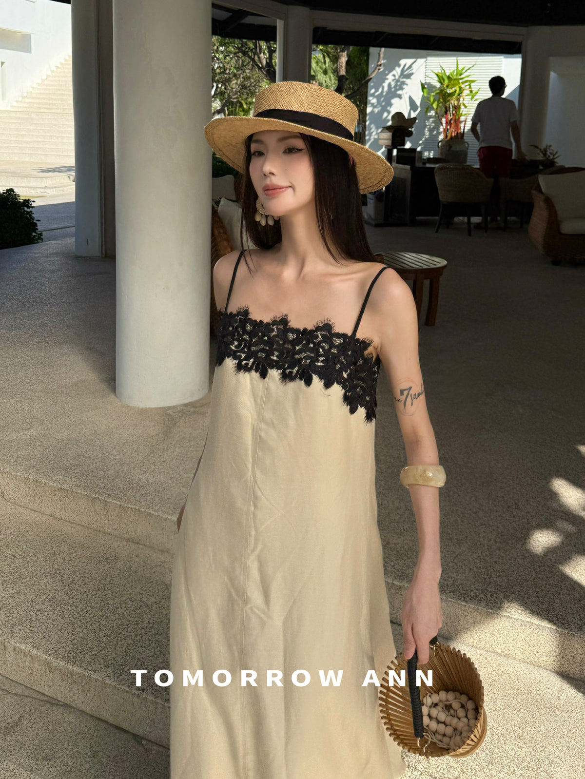 Elegant Lace Patchwork Camisole Maxi Dress - Spring Chic Designer Slip Dress for Dates