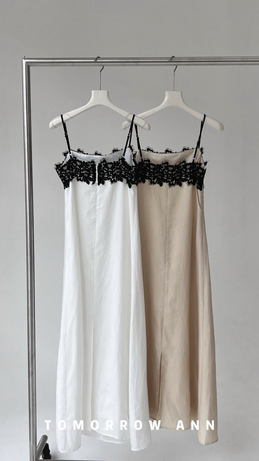 Elegant Lace Patchwork Camisole Maxi Dress - Spring Chic Designer Slip Dress for Dates
