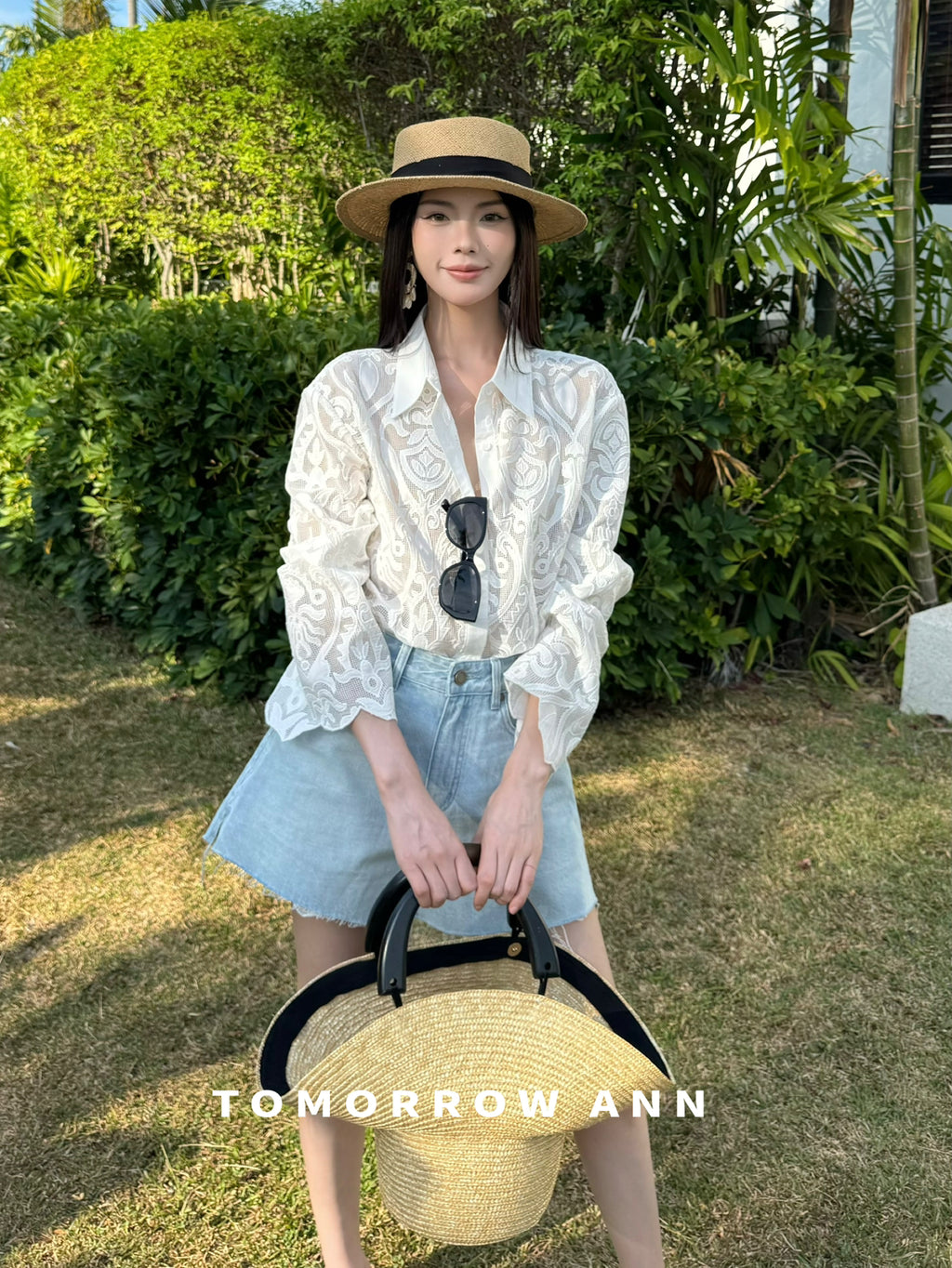 TOMORROW ANN High-Waisted Washed Denim Shorts - Versatile Spring Casual Essentials