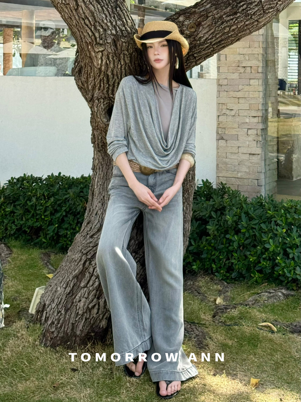 2026 Early Spring! 【TOMORROW ANN】 Elegant Ruched Slim-Fit Fashion Blouse 12626# OZQ