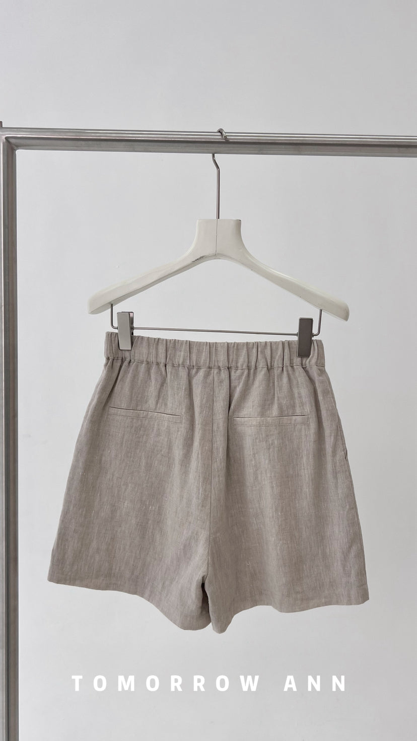 TOMORROW ANN Elegant Linen Casual Shorts - Old Money Aesthetic Quiet Luxury Spring Collection