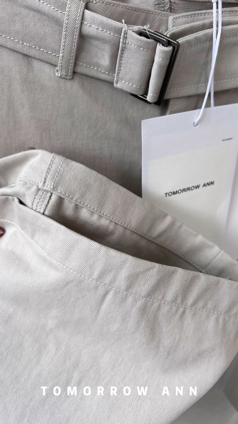 TOMORROW ANN Spring 2026 Elegant Straight-Leg Casual Pants with Belt - Slimming Loose Fit Trousers