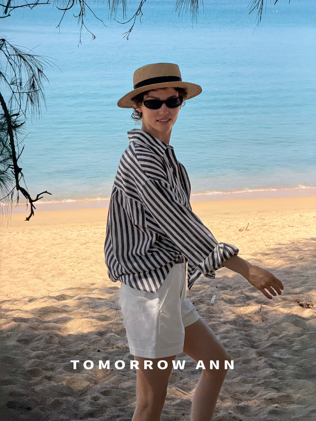 TOMORROW ANN Elegant Striped Commuter Fashion Shirt for Women - Early Spring Collection