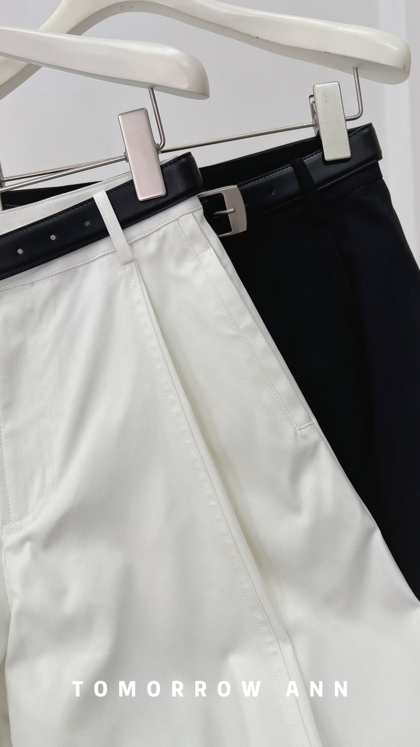 Early Spring '26! 【TOMORROW ANN】Silhouette Curved Versatile Ankle-Length Casual Pants (with Belt) 12722# OZQ
