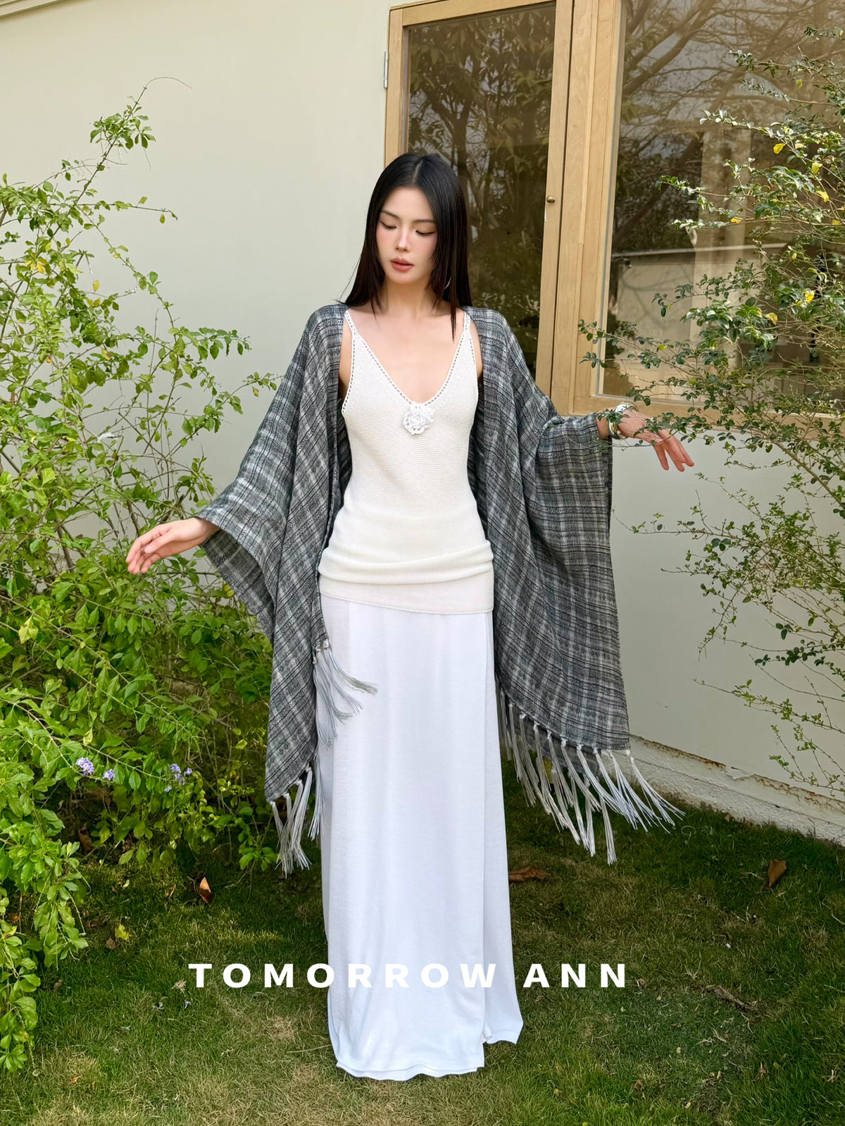 TOMORROW ANN Premium Linen Tassel Shawl - Versatile Lightweight Wrap for Women