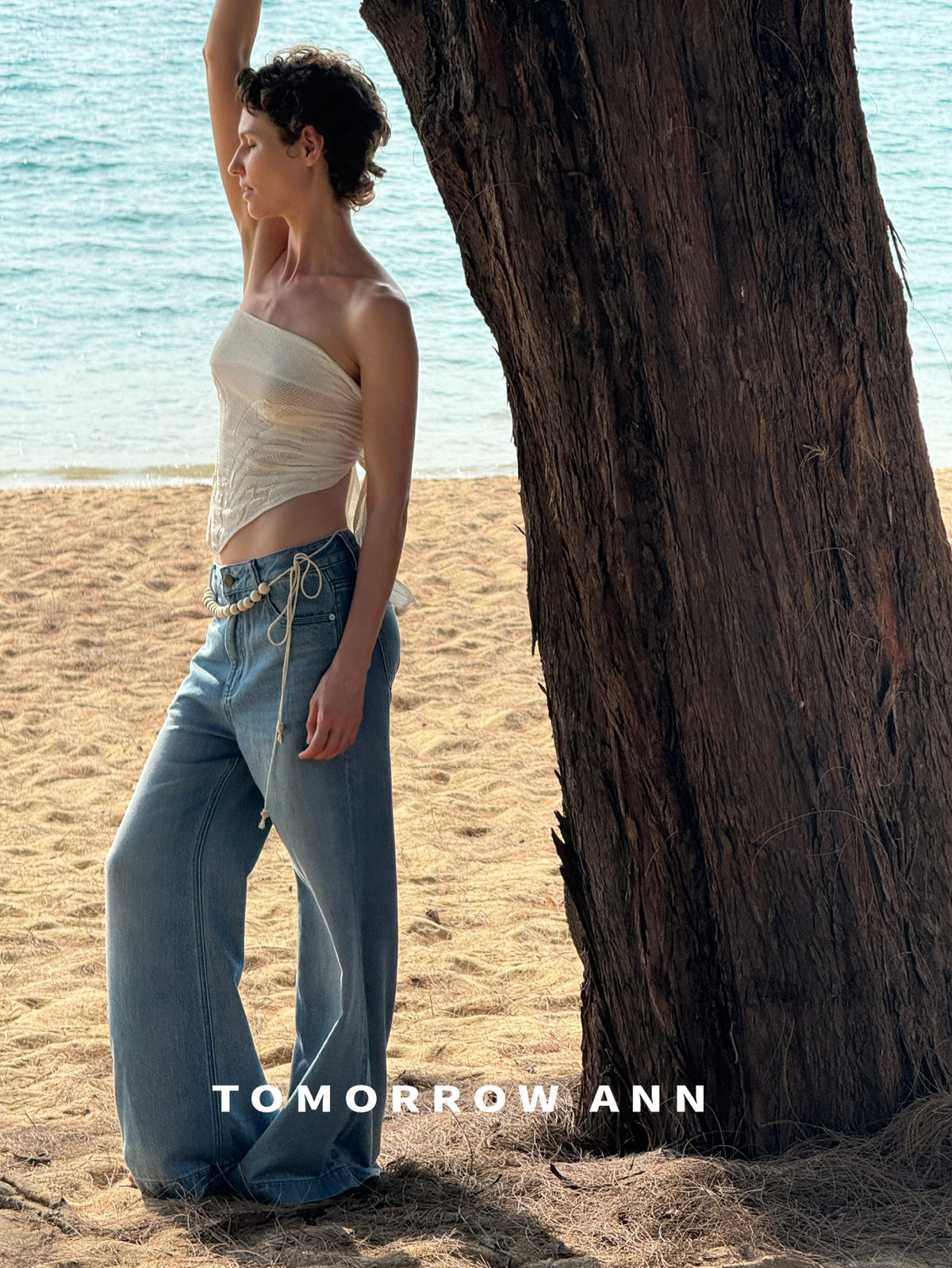 TOMORROW ANN Spring 2026 High-Waist Loose Wide-Leg Casual Washed Jeans
