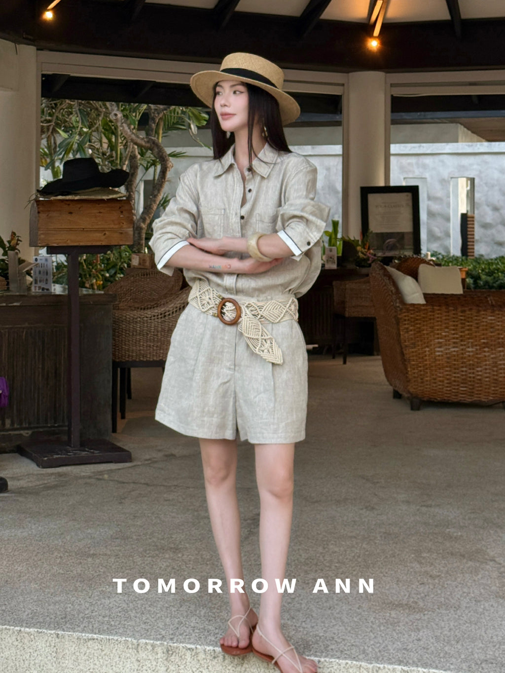 TOMORROW ANN Elegant Linen Casual Shorts - Old Money Aesthetic Quiet Luxury Spring Collection