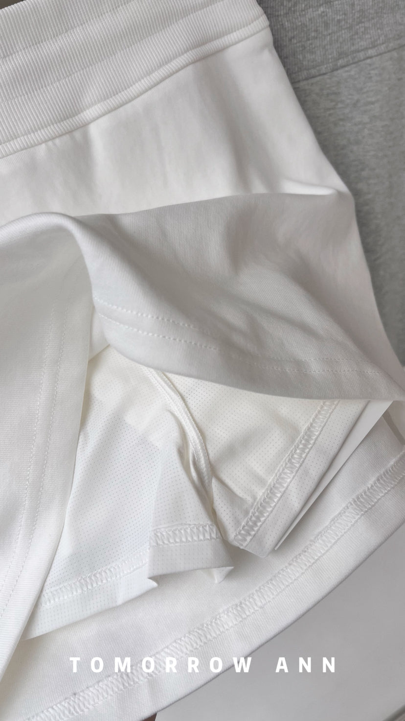 Tomorrow Ann 2026 Early Spring Minimalist Drawstring Solid High Waist A-Line Mini Skirt