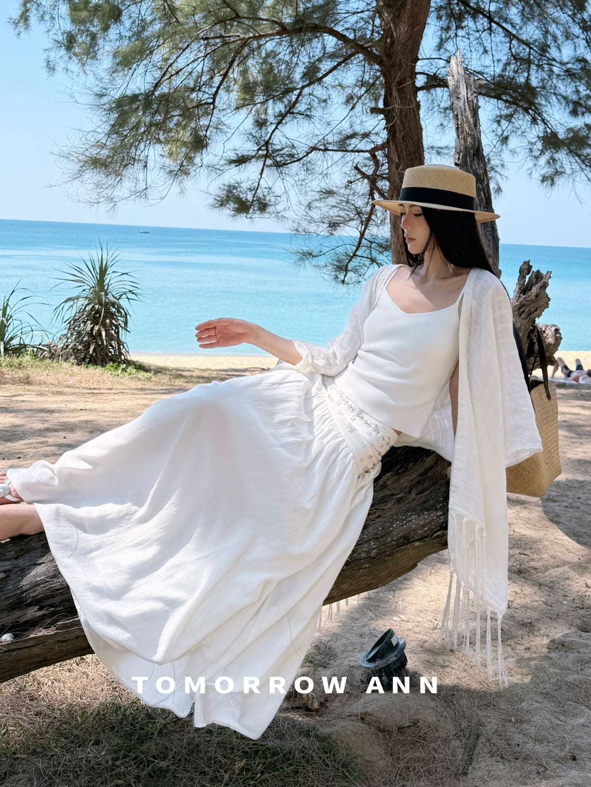 TOMORROW ANN Premium Linen Tassel Shawl - Versatile Lightweight Wrap for Women