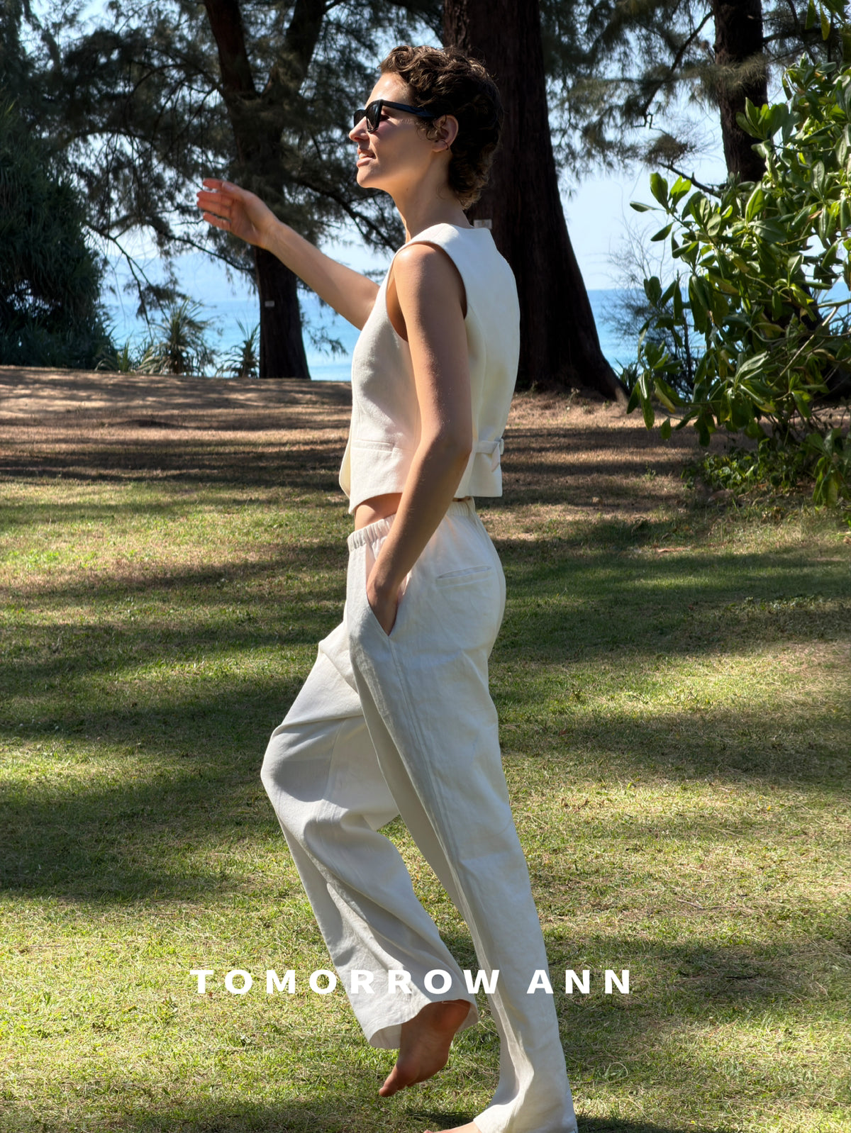 TOMORROW ANN Early Spring Minimalist Drawstring Fashion Casual Pants