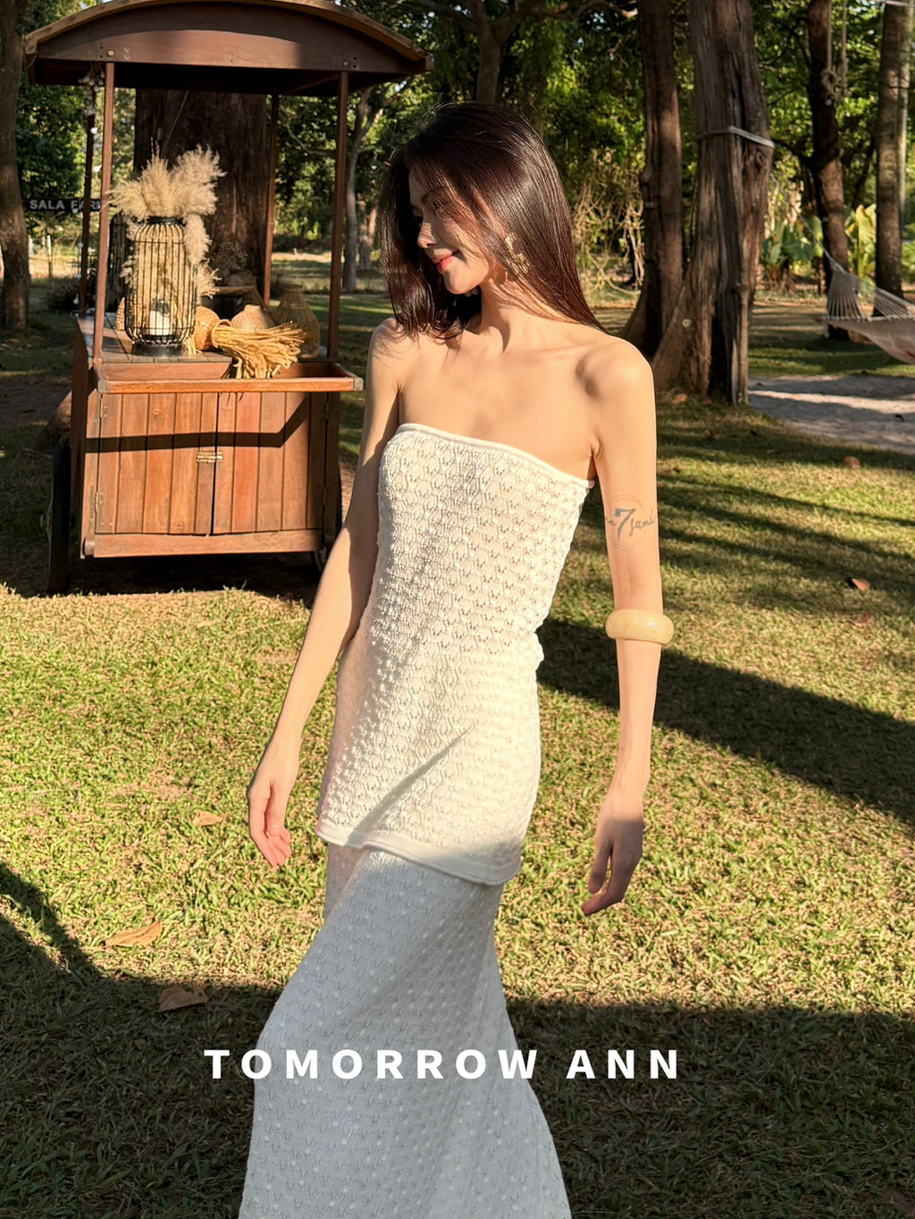 TOMORROW ANN Spring Collection Elegant Strapless Bandeau Slim-Fit Knit Vest