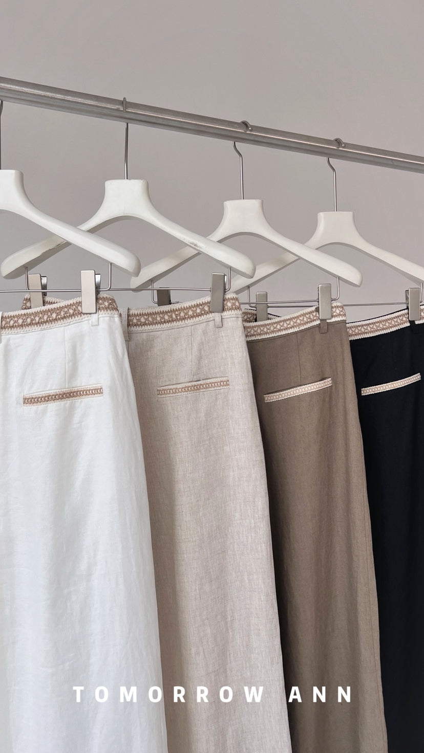 Spring 2026! 【TOMORROW ANN】Color-Block Webbing Decorated Casual Pants 12513# OZQ