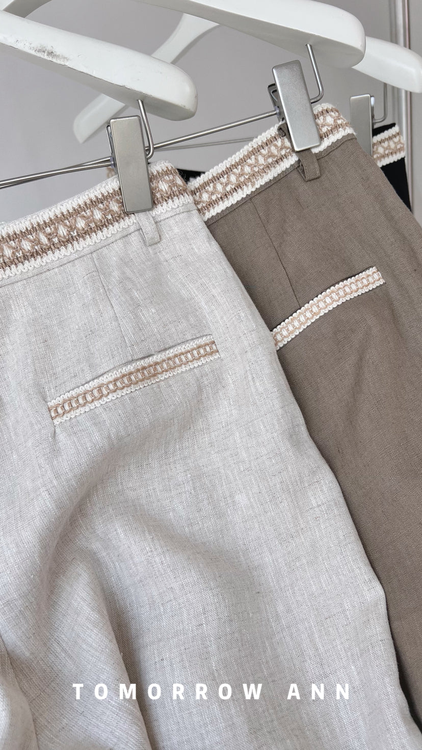Spring 2026! 【TOMORROW ANN】Color-Block Webbing Decorated Casual Pants 12513# OZQ