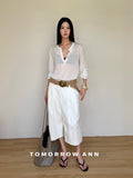 TOMORROW ANN Designer Early Spring High-Waist Knee-Length Commuter Casual Shorts