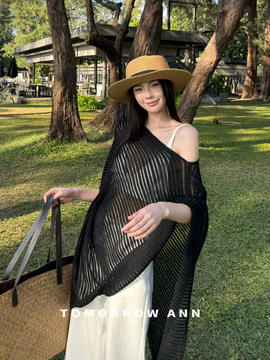 TOMORROW ANN Elegant Loose Fit Fashion Spring Knitwear - Chic Off-the-Shoulder Pullover