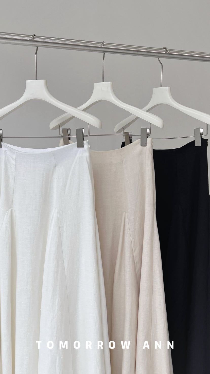 TOMORROW ANN Early Spring Elegant Pleated A-Line Midi Skirt - Slimming Lazy Style Chic Skirt
