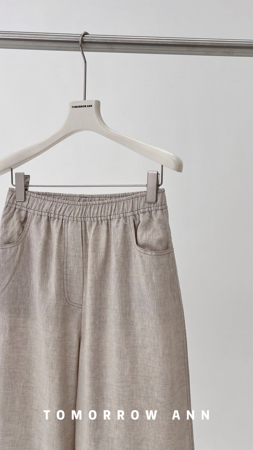 TOMORROW ANN Old Money Aesthetic Wide-Leg Linen Casual Pants - Early Spring 2026 Collection