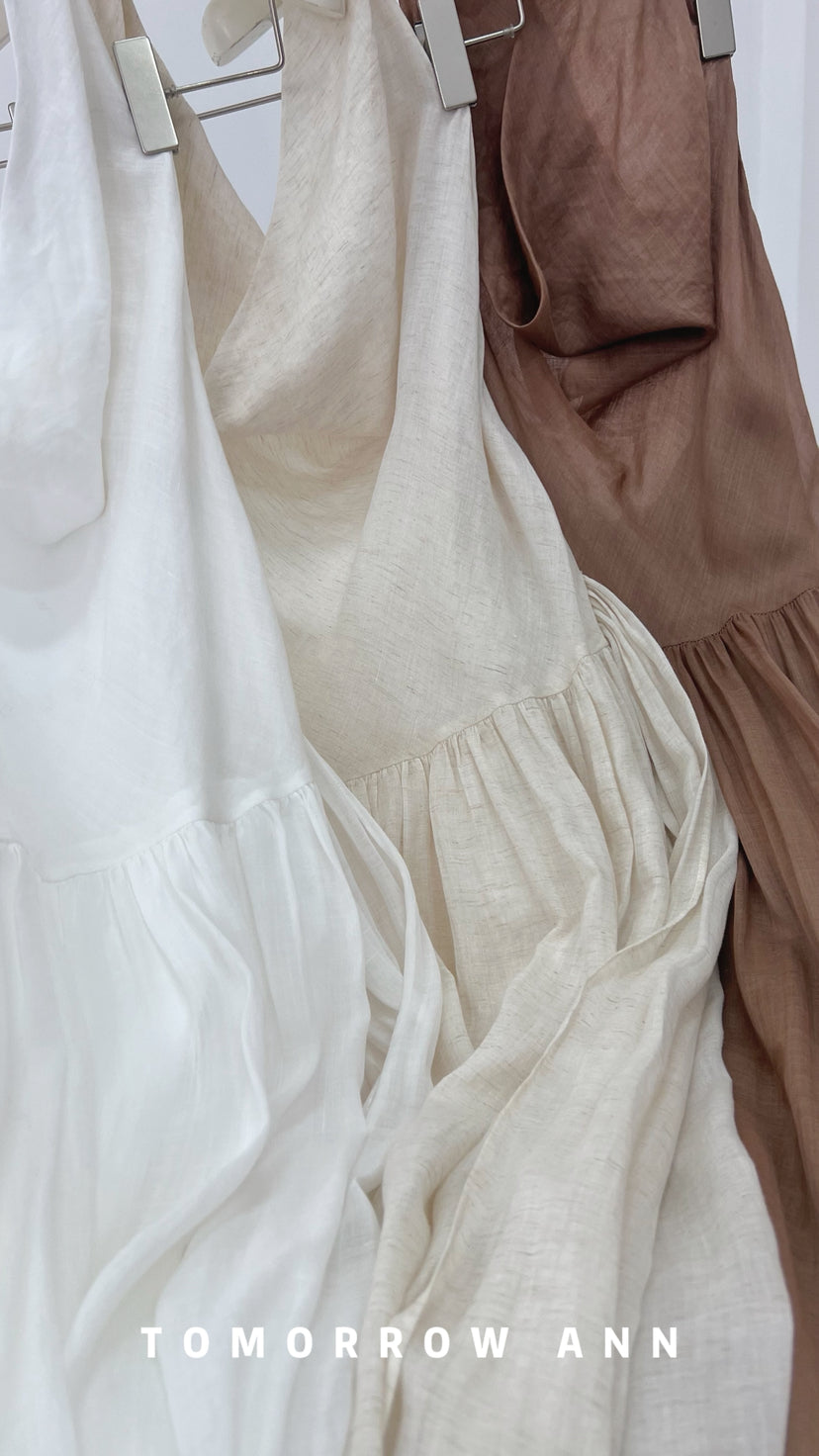 TOMORROW ANN Elegant Minimalist Halter Maxi Dress - Slimming Early Spring Vacation Outfit