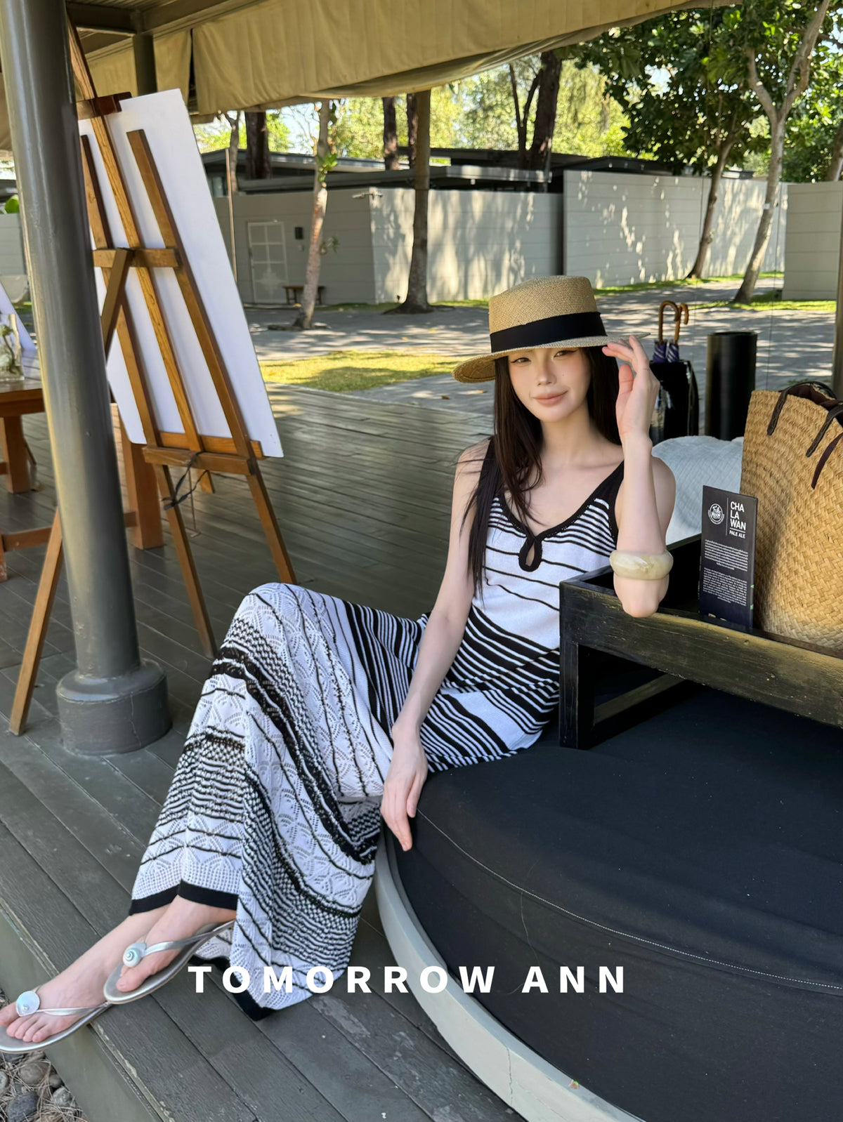 TOMORROW ANN Elegant Striped Casual Sleeveless Tank Maxi Dress - 2026 Early Spring Collection