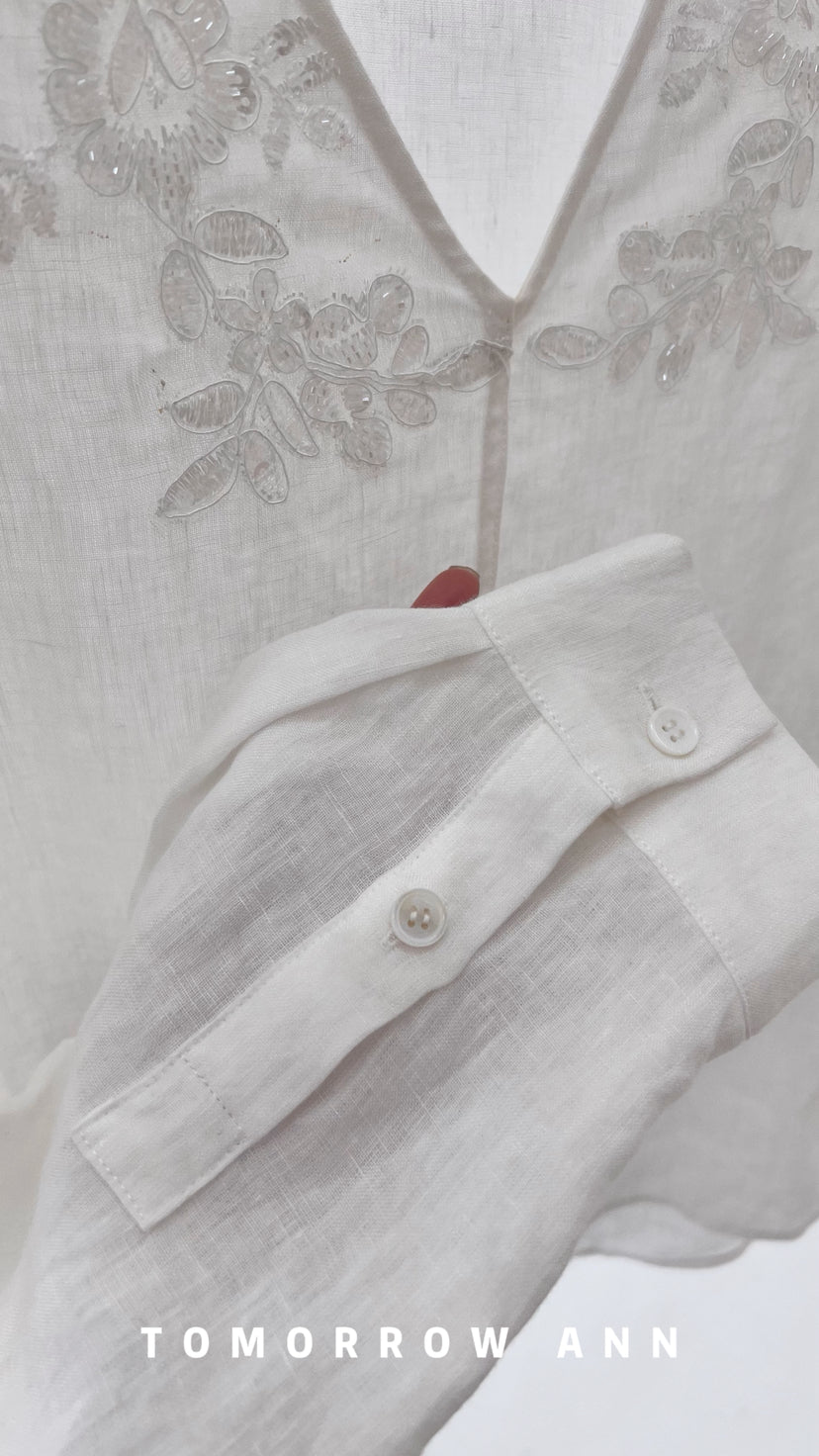 2026 Early Spring! [TOMORROW ANN] French Temperament Embroidery Sequin Fashion Blouse 12838# OZQ