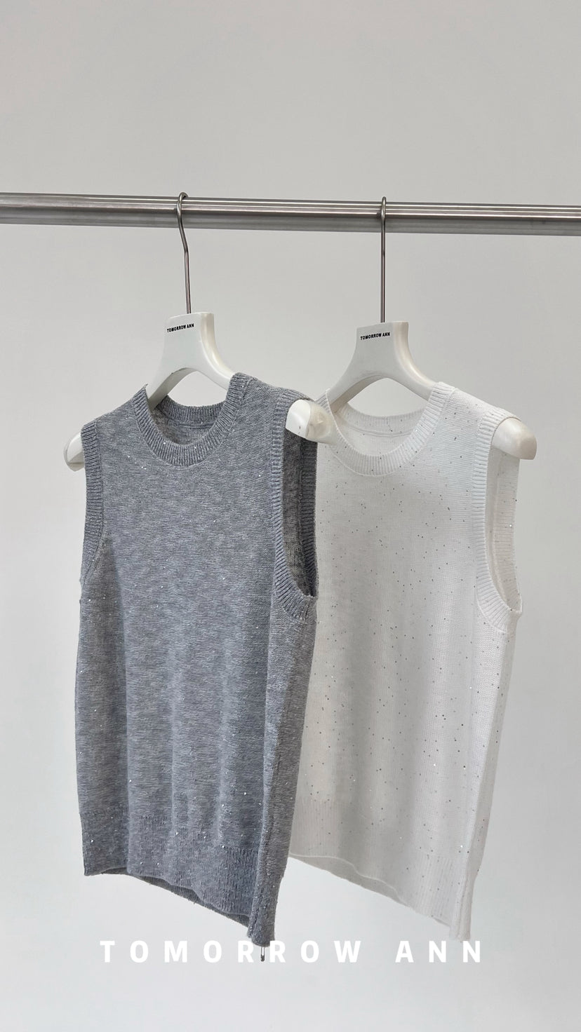 TOMORROW ANN Spring 2026 Minimalist Sequin Versatile Fashion Vest