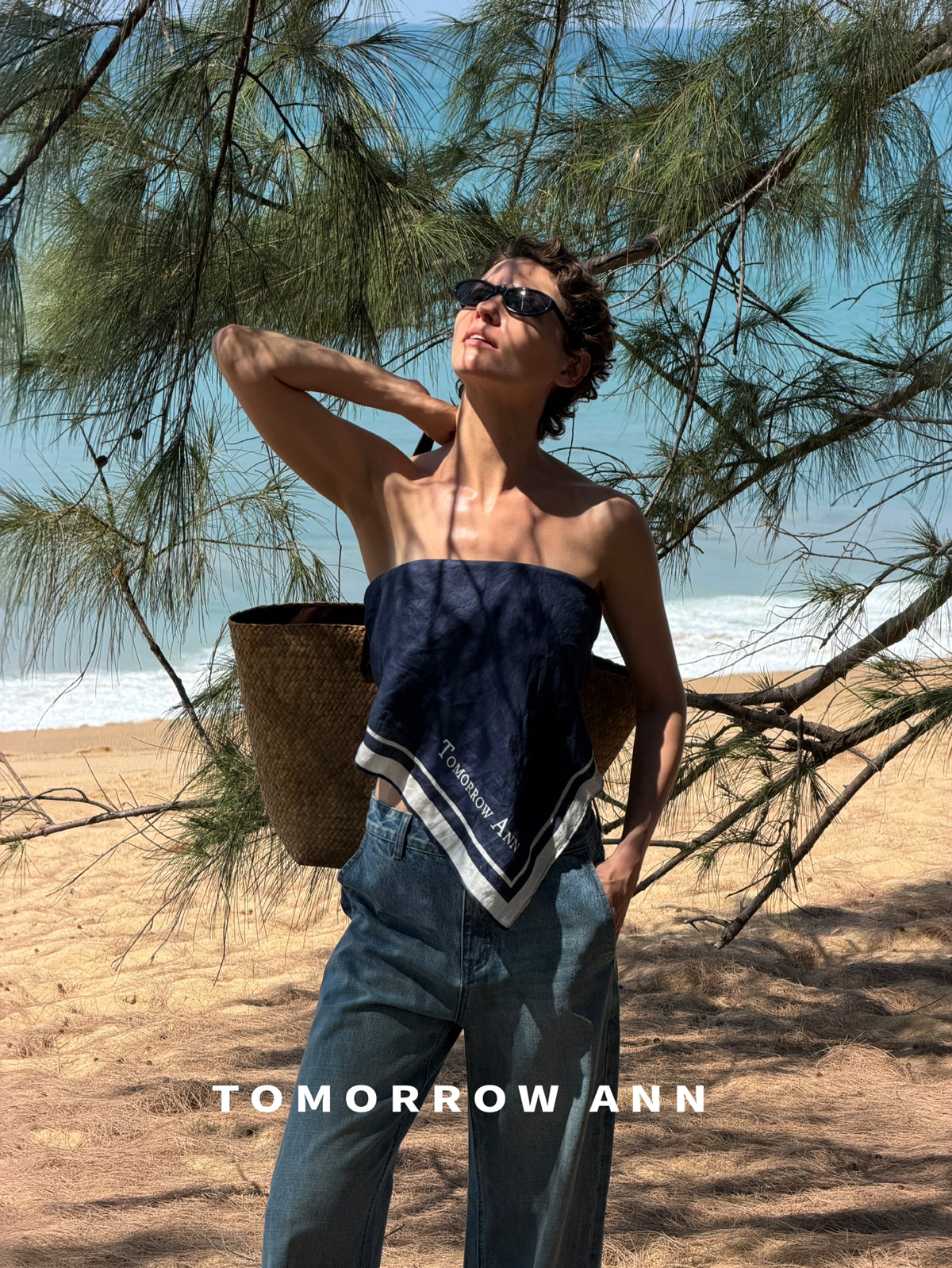 TOMORROW ANN Early Spring 2026 Collection - Classic High-Waist Straight Leg Washed Denim Jeans with Complimentary Belt