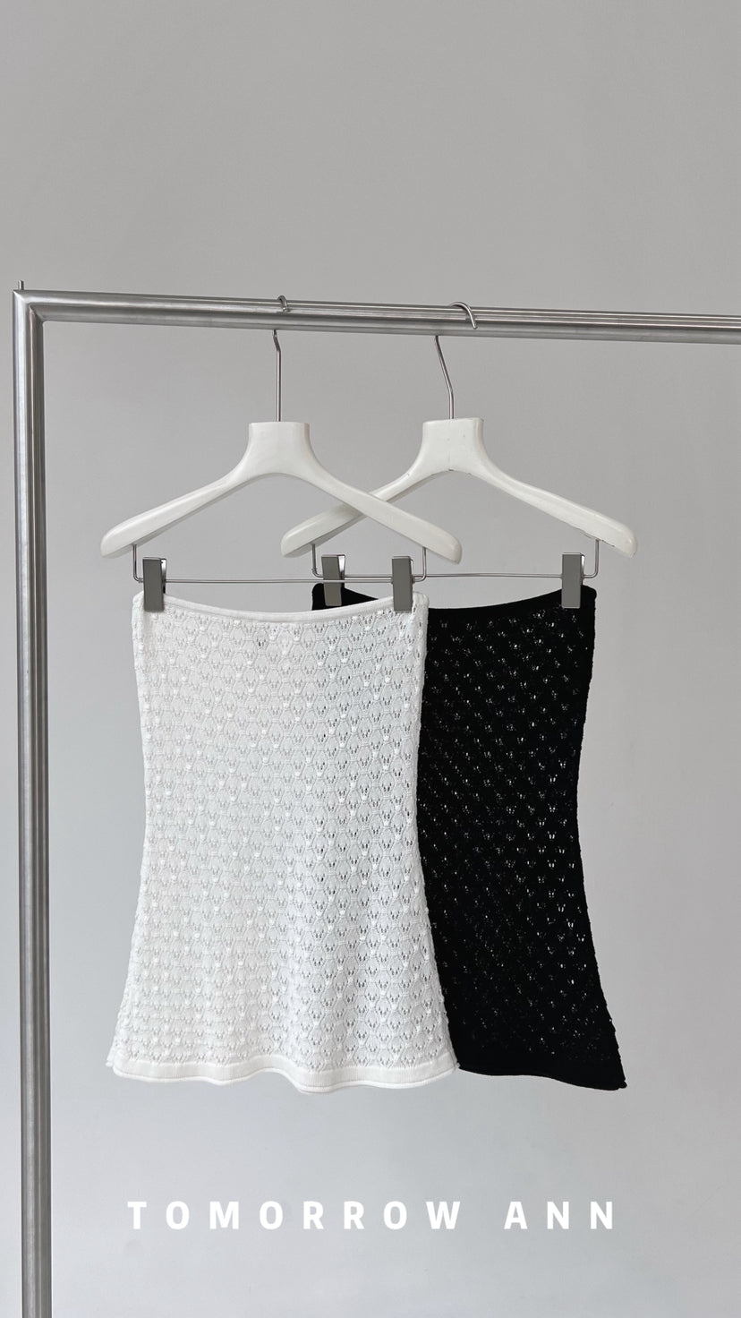 TOMORROW ANN Spring Collection Elegant Strapless Bandeau Slim-Fit Knit Vest