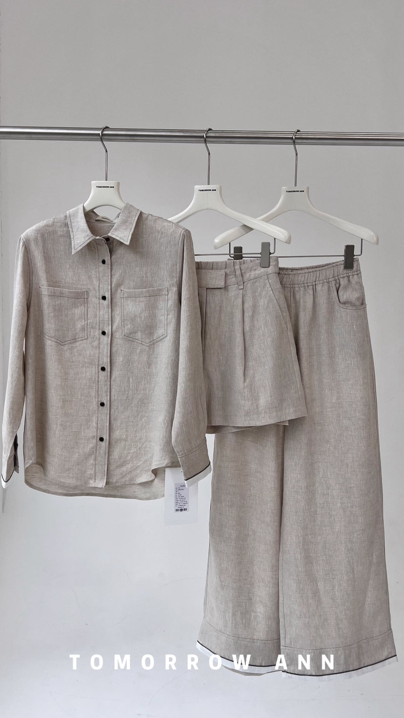 TOMORROW ANN Elegant Linen Casual Shorts - Old Money Aesthetic Quiet Luxury Spring Collection