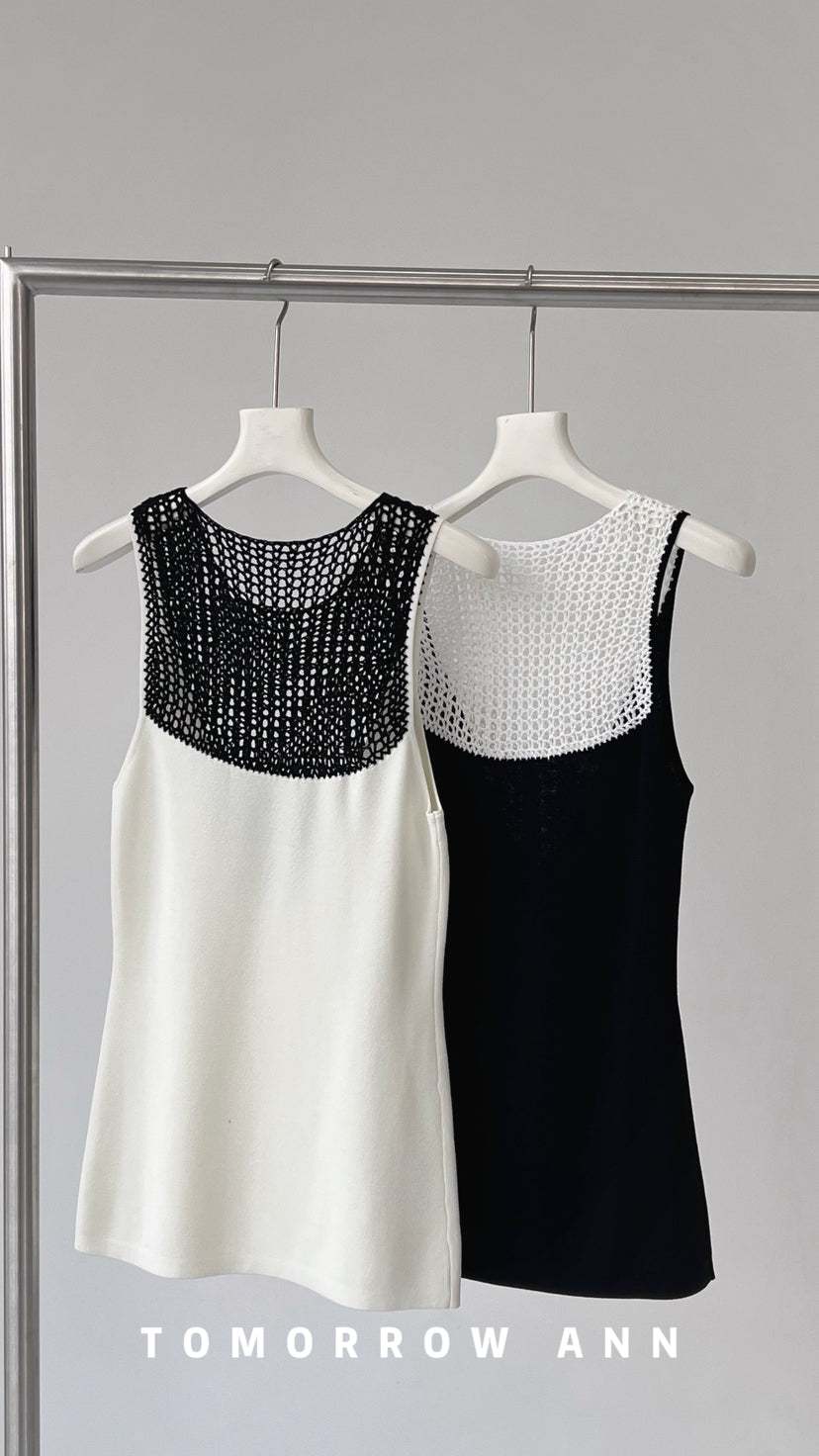 TOMORROW ANN Early Spring 2026 Crochet Patchwork Color-Block Fashion Vest