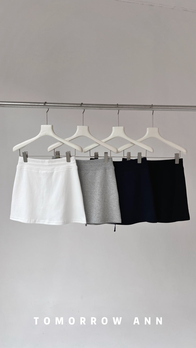 Tomorrow Ann 2026 Early Spring Minimalist Drawstring Solid High Waist A-Line Mini Skirt