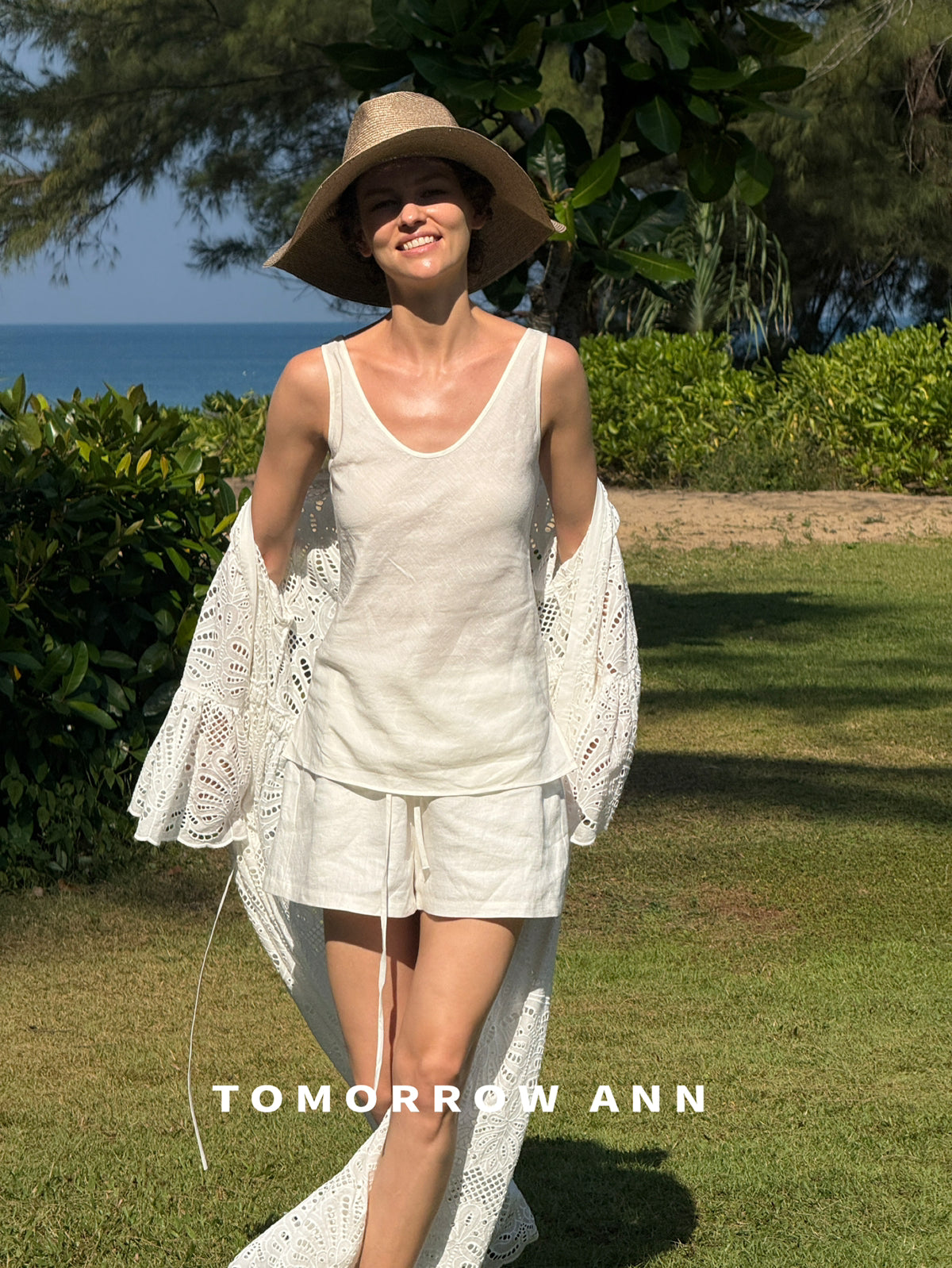 TOMORROW ANN Vintage Hollow-out Crochet V-Neck Maxi Dress - 2026 Early Spring Collection