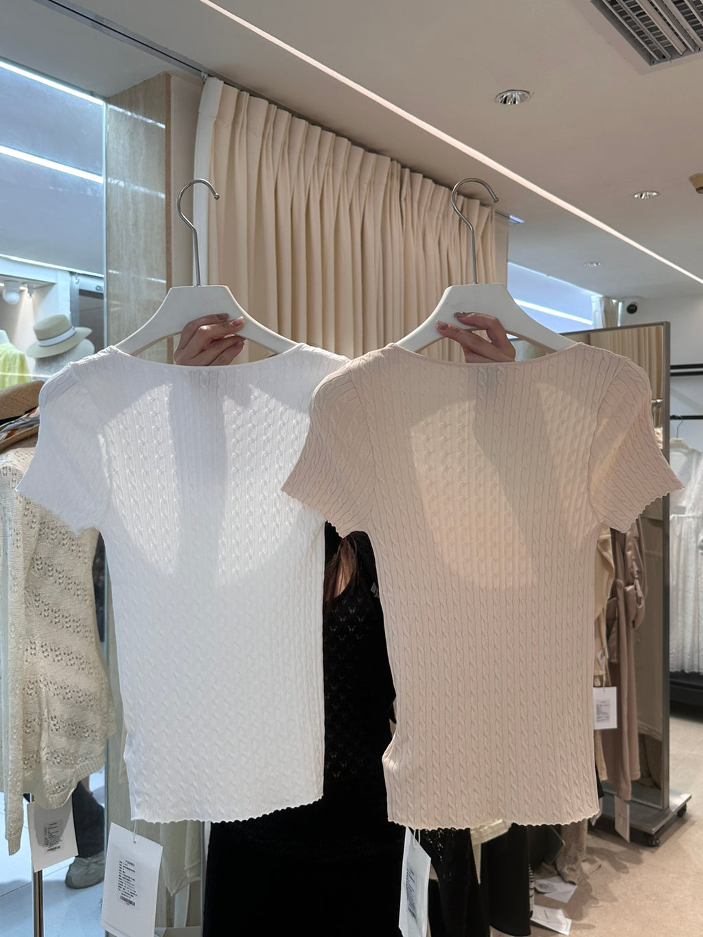 TOMORROW ANN Summer Square Neck Slim Fit Knit Top - Elegant Minimalist Short Sleeve Crop Top