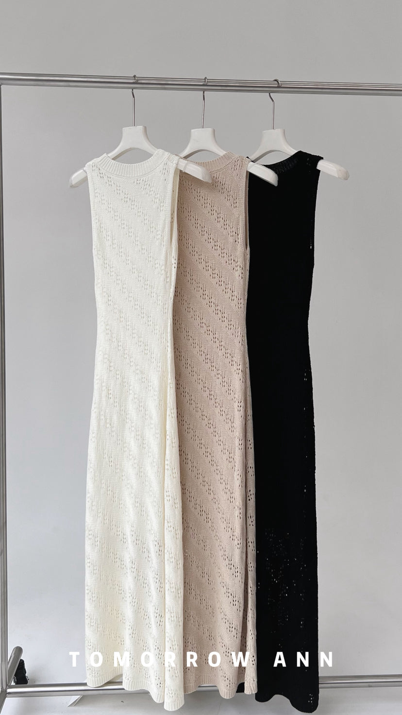 [TOMORROW ANN] Elegant Slim Fit Knit Dress & Vest Two-Piece Set - 2026 Spring Collection