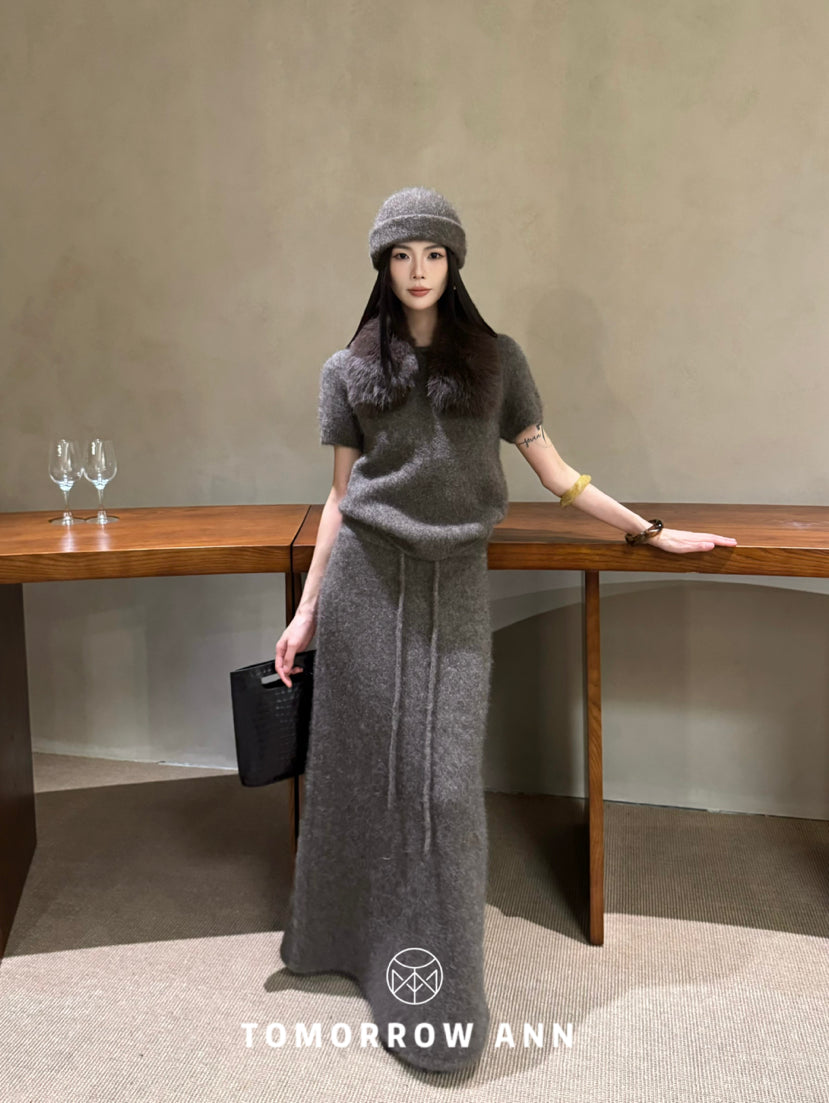 TOMORROW ANN Premium Yak Cashmere Minimalist Knit Beanie - Elegant Coffee Camel