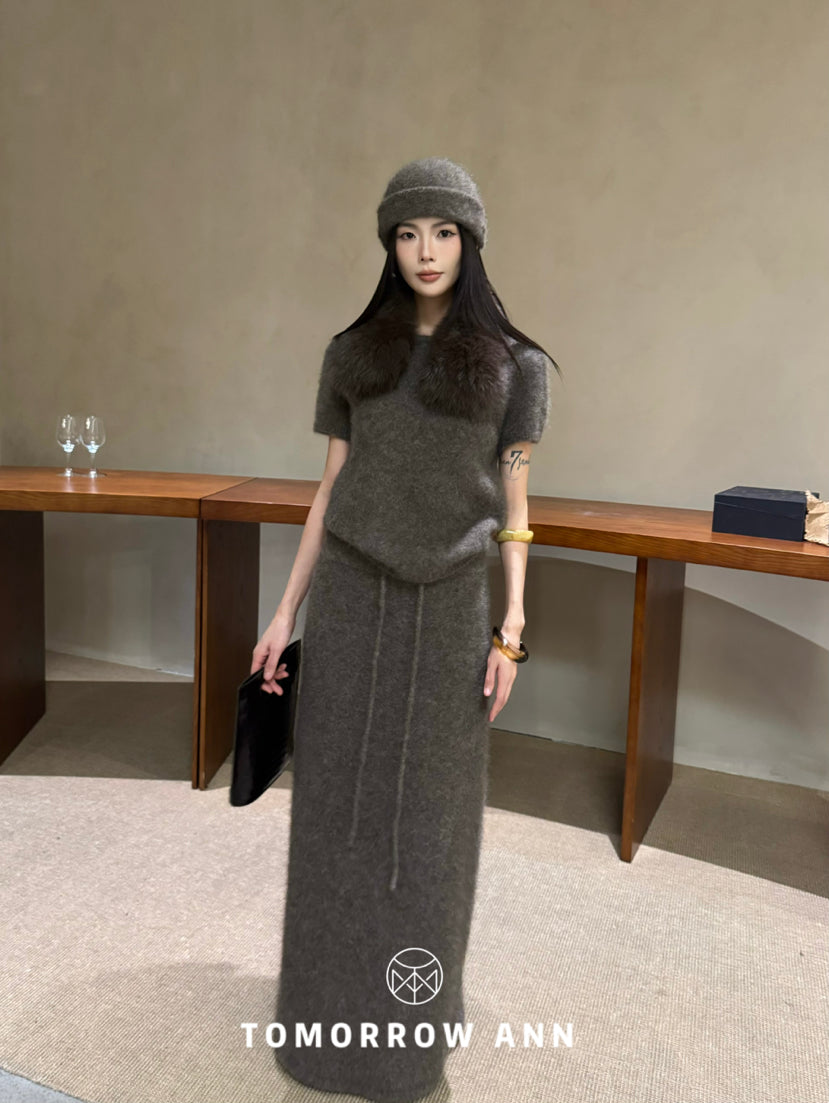 TOMORROW ANN Premium Yak Cashmere Minimalist Knit Beanie - Elegant Coffee Camel