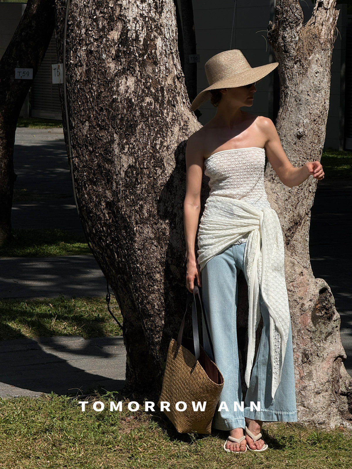 TOMORROW ANN Spring 2026 High-Waist Loose Wide-Leg Casual Washed Jeans