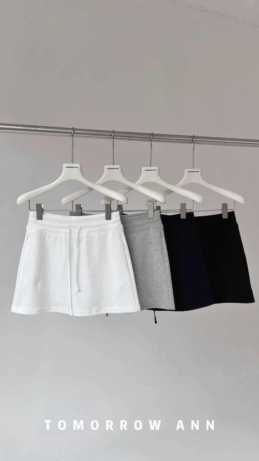 Tomorrow Ann 2026 Early Spring Minimalist Drawstring Solid High Waist A-Line Mini Skirt