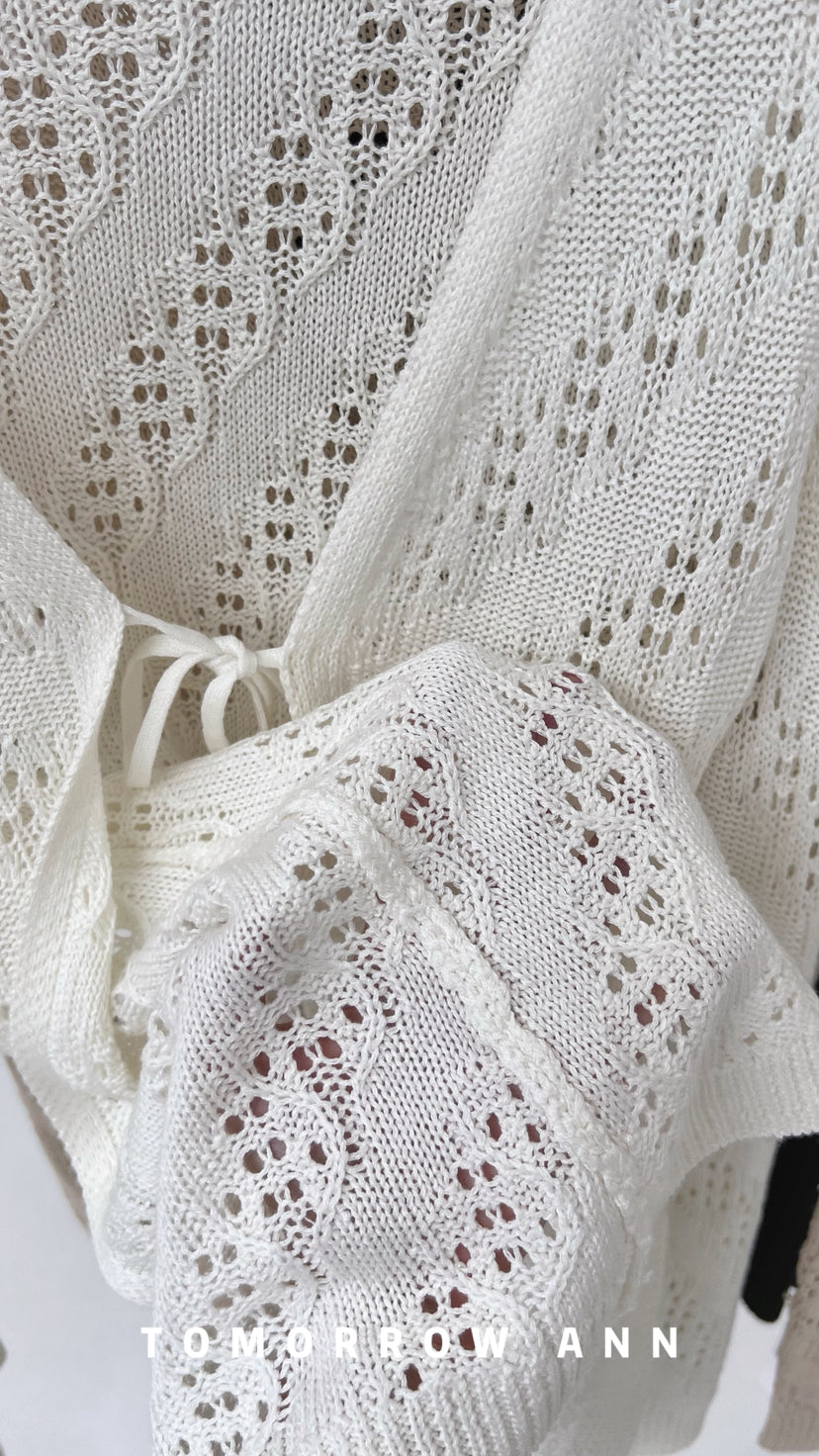 Tomorrow Ann Elegant V-Neck Tie-Front Designer Knit Cardigan - 2026 Early Spring Collection