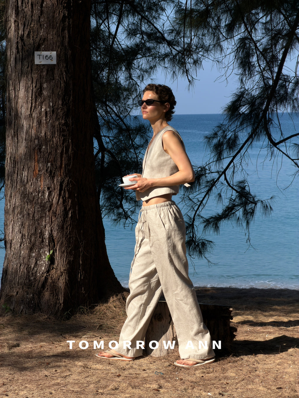 TOMORROW ANN Early Spring Minimalist Drawstring Fashion Casual Pants