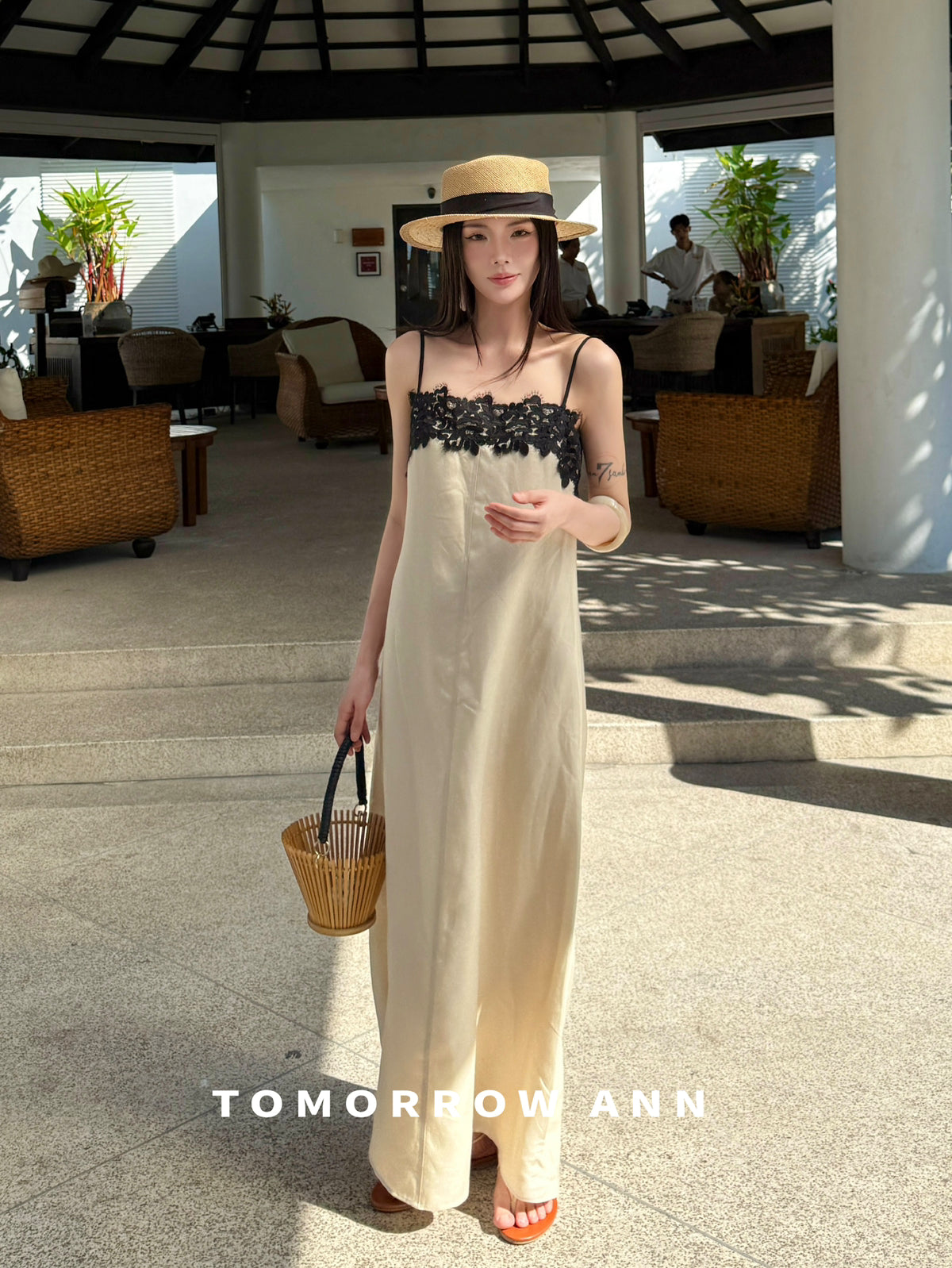 Elegant Lace Patchwork Camisole Maxi Dress - Spring Chic Designer Slip Dress for Dates