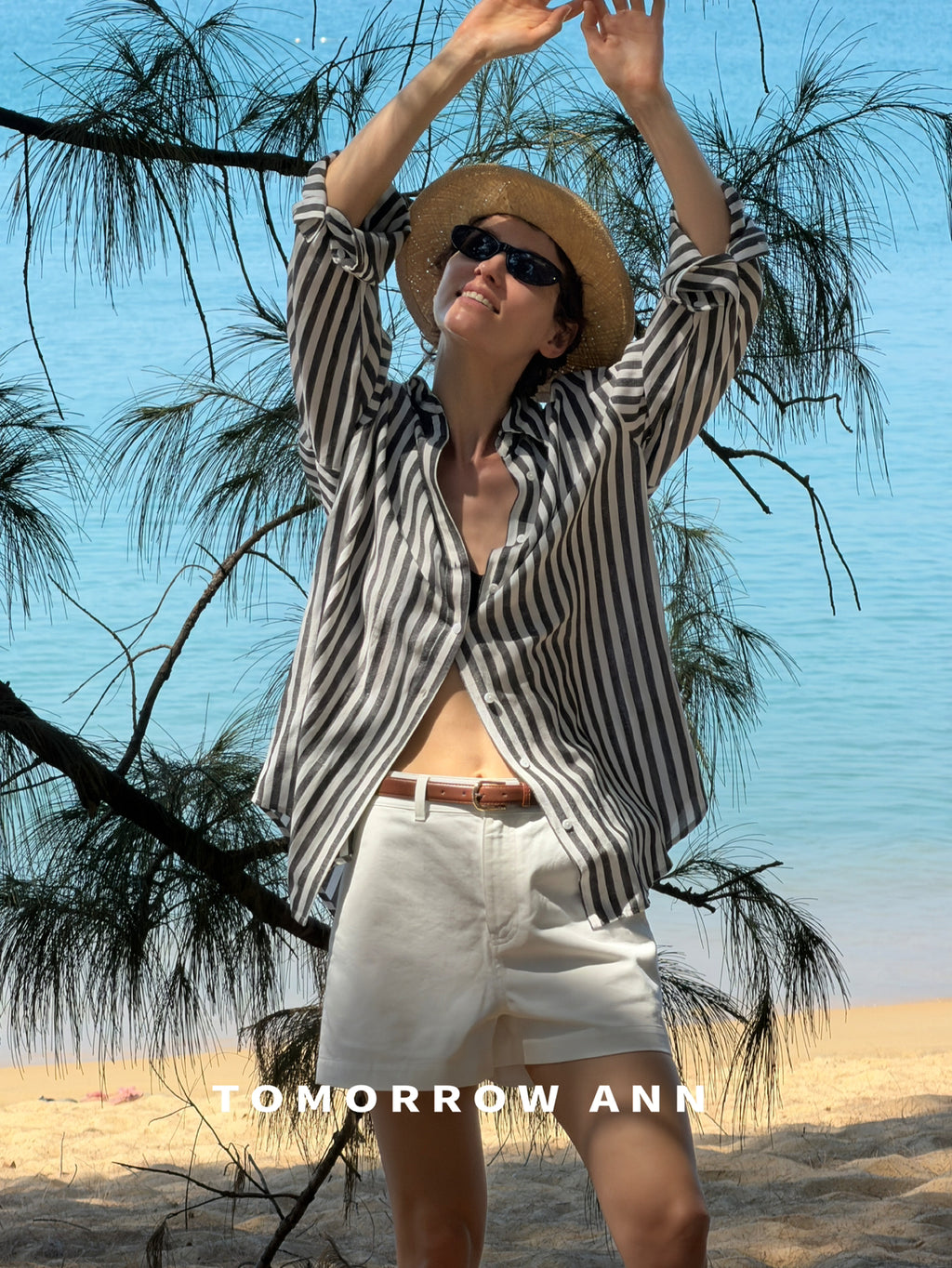 TOMORROW ANN Elegant Striped Commuter Fashion Shirt for Women - Early Spring Collection