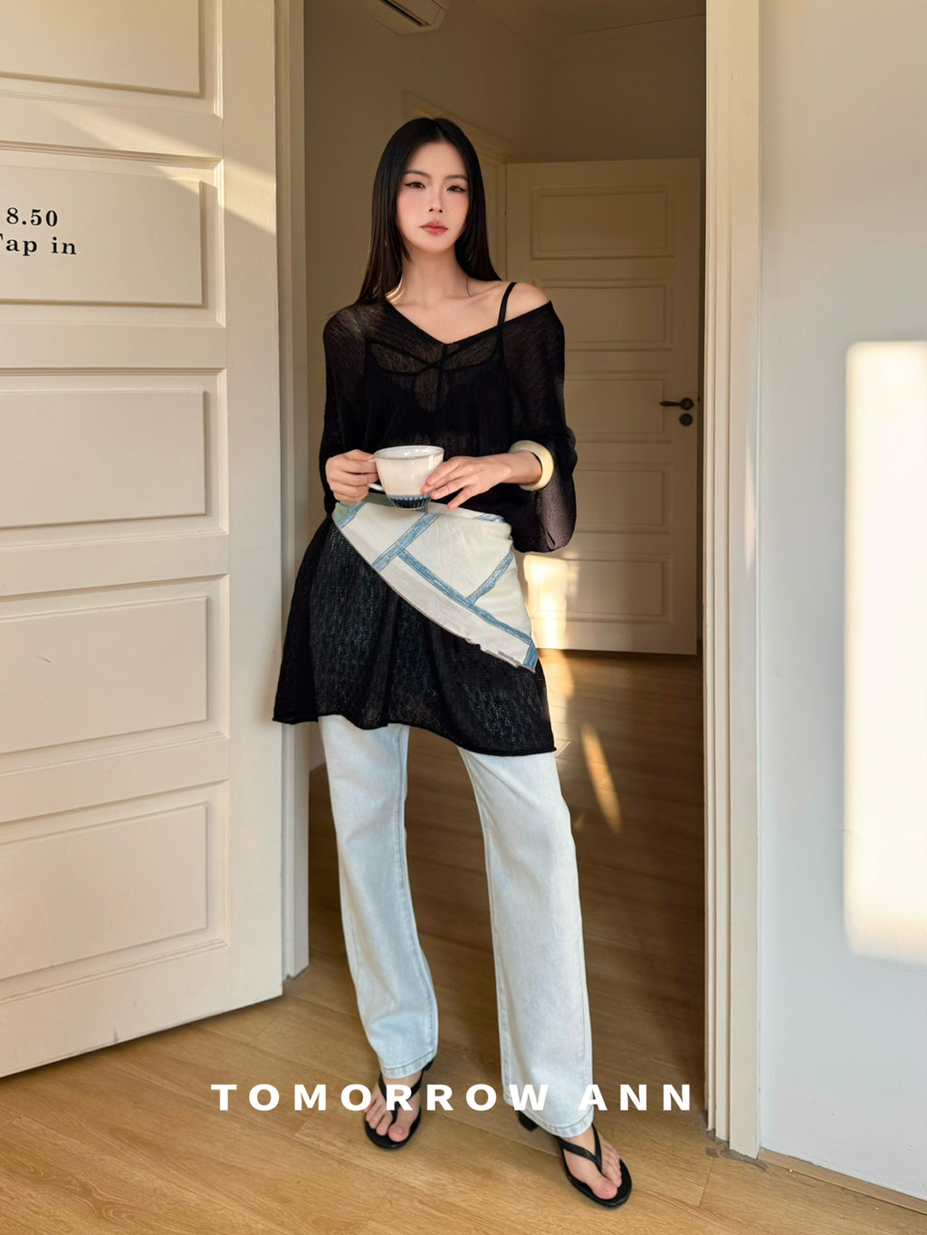 TOMORROW ANN Early Spring 2026 Minimalist Luxury V-Neck Loose Wool Blend Knit Sweater