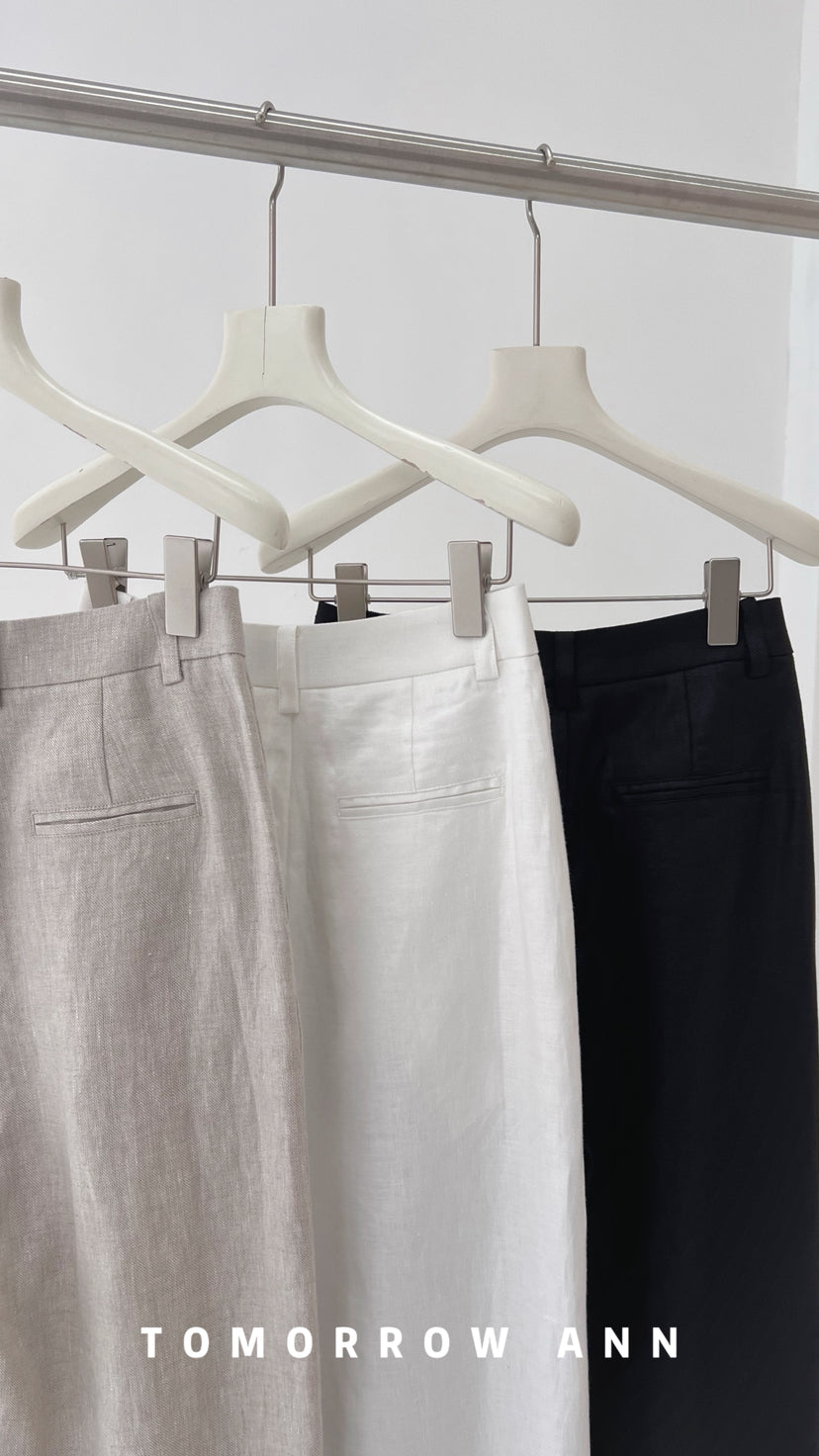 Early Spring 2026! 【TOMORROW ANN】Elegant Linen Commuter Fashion Wide-Leg Trousers 12628# OZQ