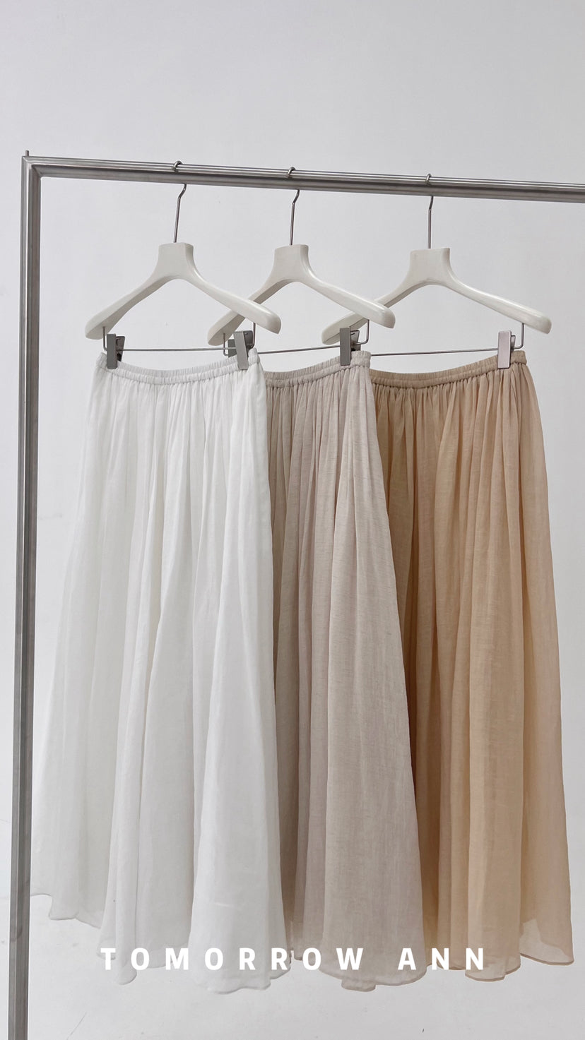 TOMORROW ANN Elegant High-Waist A-Line Maxi Skirt with Minimalist Drawstring – 2026 Spring Fashion