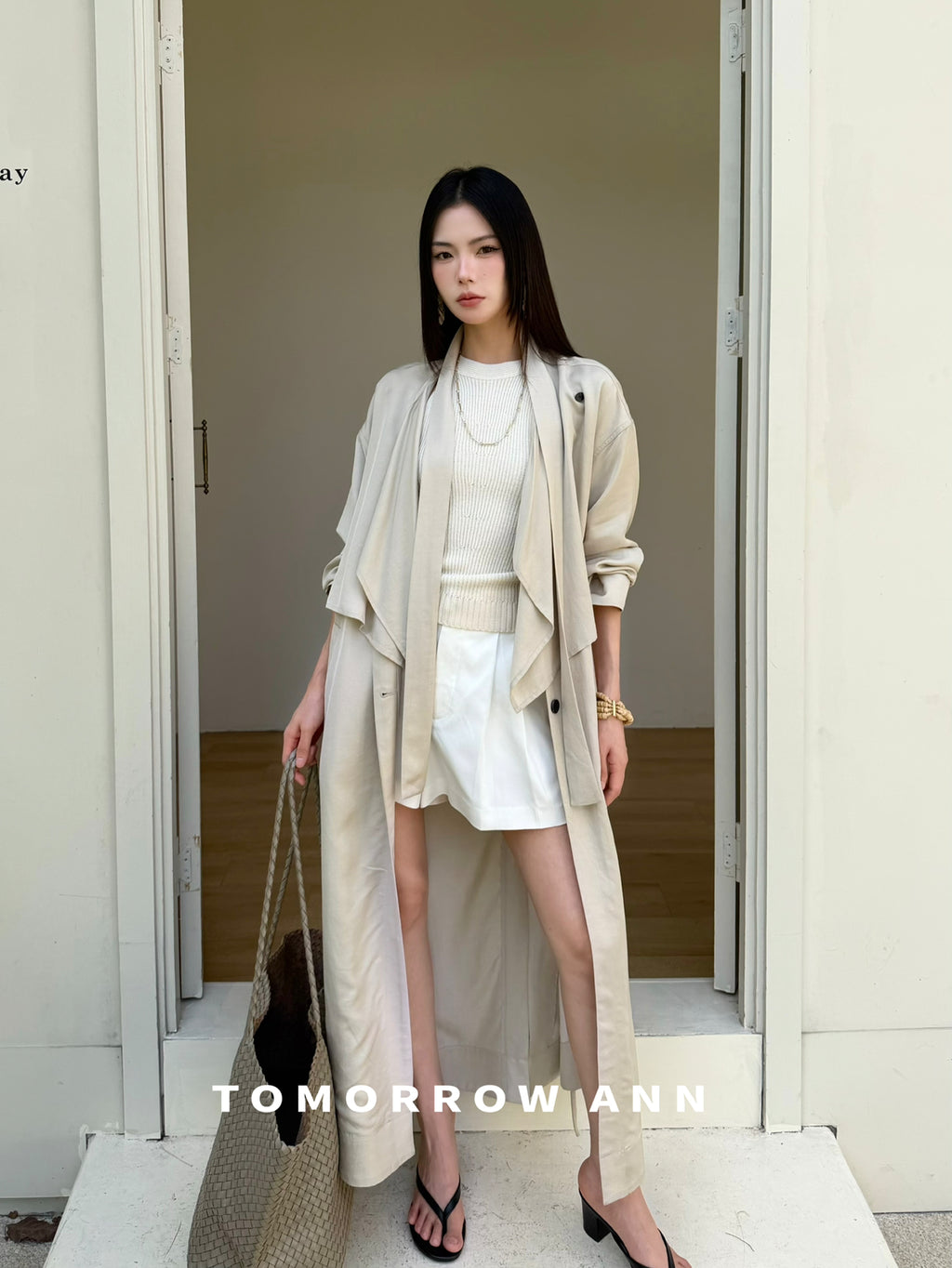 2026 Early Spring! 【TOMORROW ANN】 Minimalist Loose Drape Trench Coat (Contains 7.7% Sheep Wool) 12680# OZQ