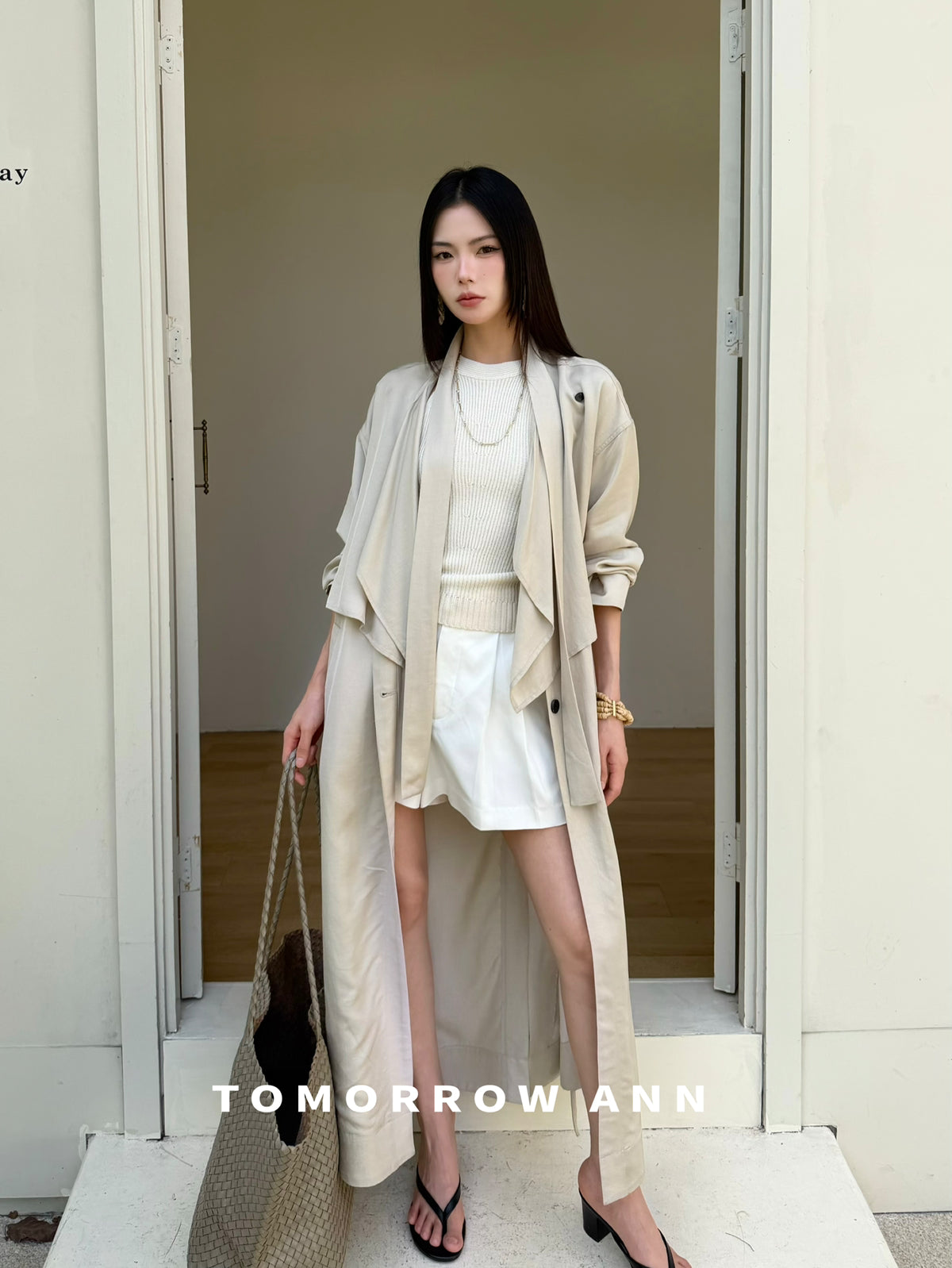2026 Early Spring! 【TOMORROW ANN】 Minimalist Loose Drape Trench Coat (Contains 7.7% Sheep Wool) 12680# OZQ